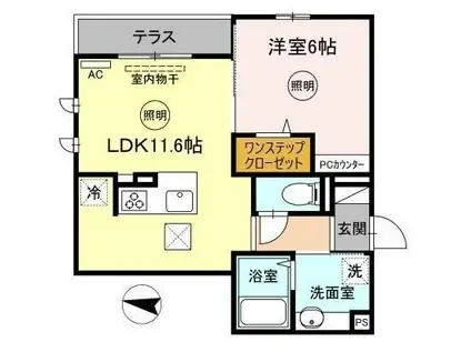 ラルーチェ C棟(1LDK/3階)の間取り写真