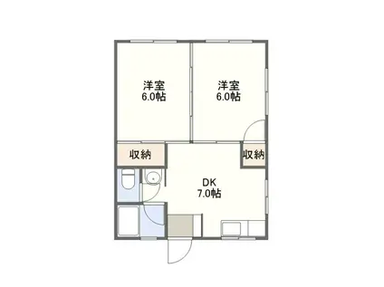 煉瓦の舘弐番街(2DK/1階)の間取り写真