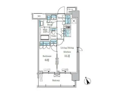 パークアクシス浅草・田原町(1LDK/14階)の間取り写真