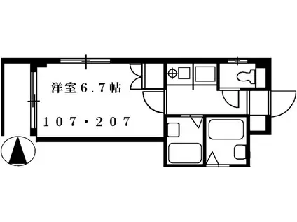 シュガーポット(1K/1階)の間取り写真