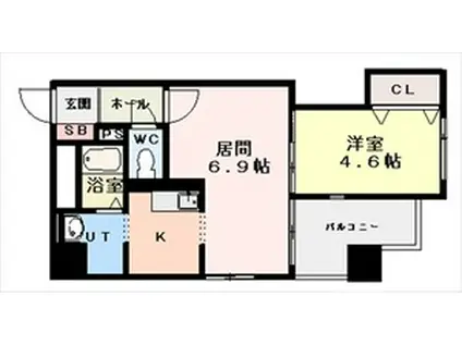 クレエル大通(1LDK/3階)の間取り写真