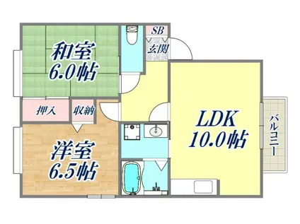 コンフォ大寿(2LDK/2階)の間取り写真