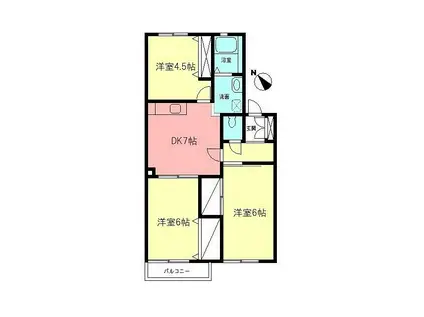 レジデンスT(3DK/1階)の間取り写真