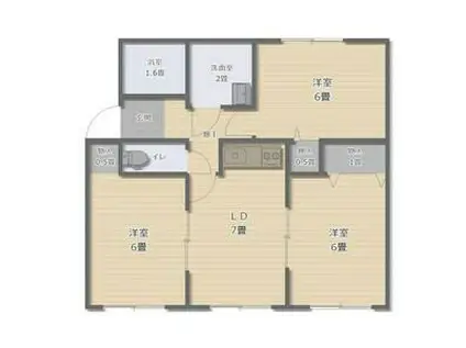 ホワイトハイツII(3DK/1階)の間取り写真