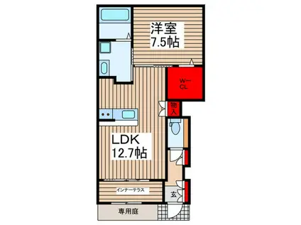 ペガソグラン(1LDK/1階)の間取り写真