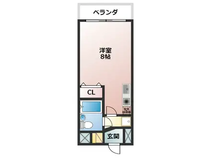 ヴェルドミール喜志(1K/3階)の間取り写真