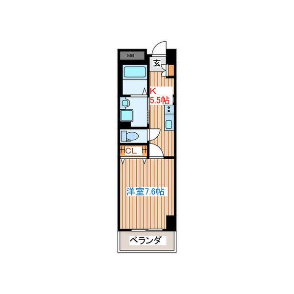 URBAN FLATS北上(1DK/4階)の間取り写真