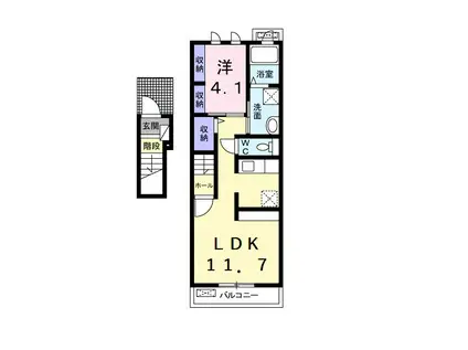カルムメゾン(1LDK/2階)の間取り写真