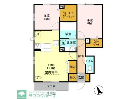 未来樹 壱号棟(2LDK/1階)の間取り写真