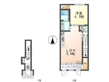 ＪＲ山陽本線 八本松駅 徒歩17分 2階建 築2年(1LDK/2階)の間取り写真