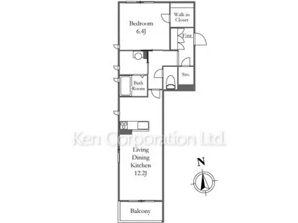 FLAT池田山(1LDK/2階)の間取り写真
