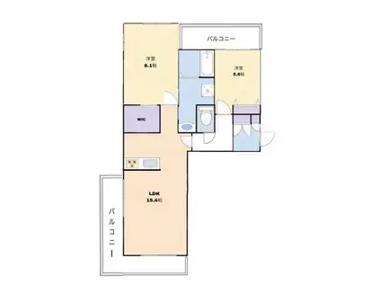 オリエントヴィラ南彦根(2LDK/3階)の間取り写真