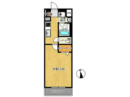 セントラルコーポ元町(1K/2階)の間取り写真
