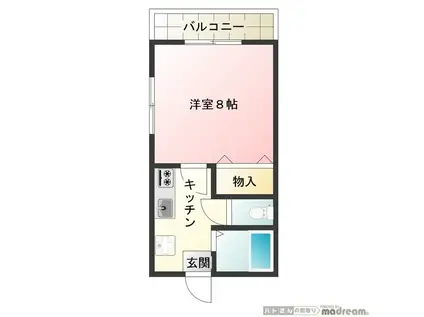 第2ハイツ星光(1K/2階)の間取り写真