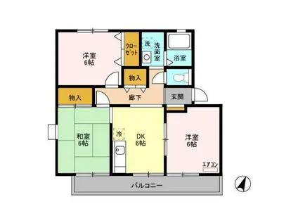 日之出第一秋新ハイツ(3DK/1階)の間取り写真