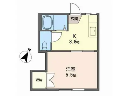 カーサ宮(1K/1階)の間取り写真