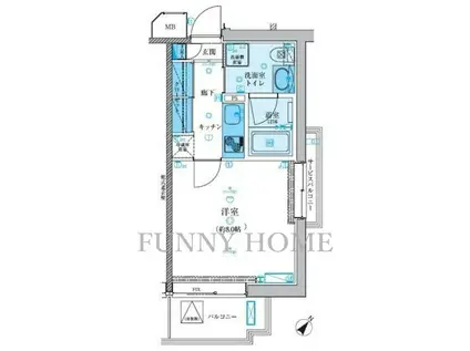 リヴシティ駒沢大学(1K/2階)の間取り写真