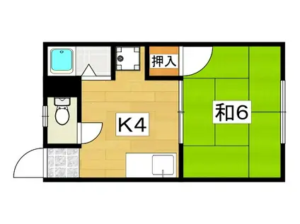 牧野サクラハイツ(1DK/2階)の間取り写真