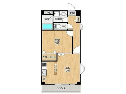 煉瓦館シャトルVII(1LDK/6階)の間取り写真