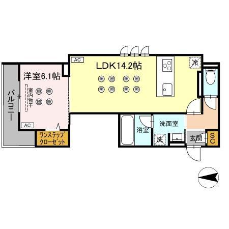 CREST COURT(1LDK/2階)の間取り写真