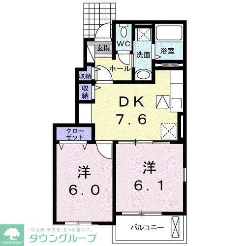 小坪アパートメント(2DK/1階)の間取り写真