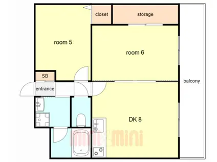 アレーグルヒビキII(2DK/2階)の間取り写真