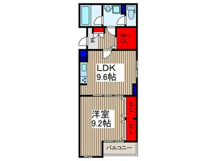 メアヌイ北戸田(1LDK/2階)の間取り写真