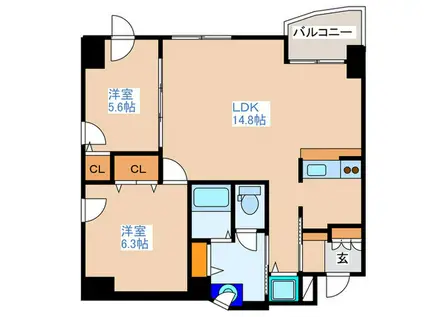 グランメール緑道館(2LDK/7階)の間取り写真