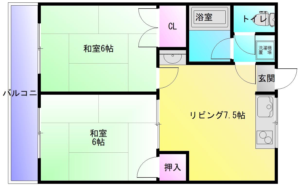 ドゥエル志紀(1LDK/1階)の間取り写真