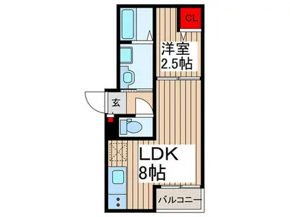 JACK YOSHINOI(1LDK/1階)の間取り写真