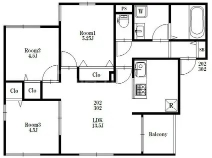 江戸川区東葛西4丁目MS(3LDK/2階)の間取り写真