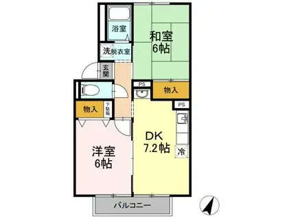 リッジウッド90 C棟(2DK/1階)の間取り写真