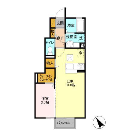 リドレーノア(1LDK/1階)の間取り写真