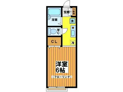 スプリングハイム(1K/2階)の間取り写真