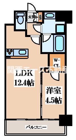 ソルテラス OSAKA イースト GATE(1LDK/2階)の間取り写真