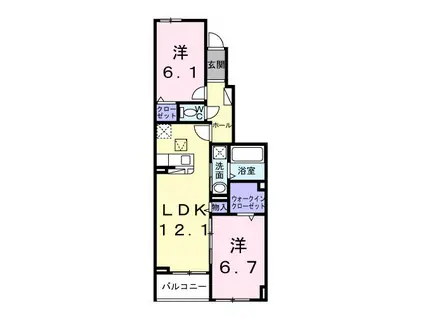 ウェルコナン I(2LDK/1階)の間取り写真
