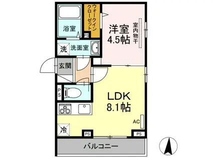 クロノス天神(1LDK/3階)の間取り写真