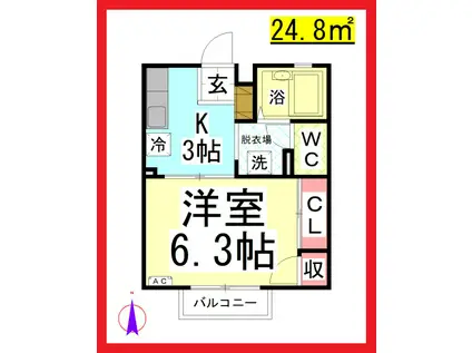 SMヴィラ・ジュネス(1K/2階)の間取り写真