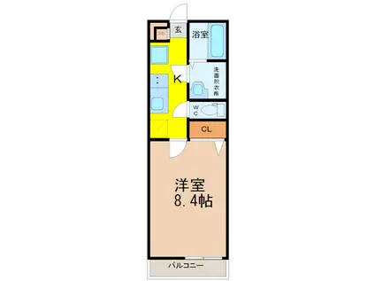 シャトーボナールIII(1K/2階)の間取り写真