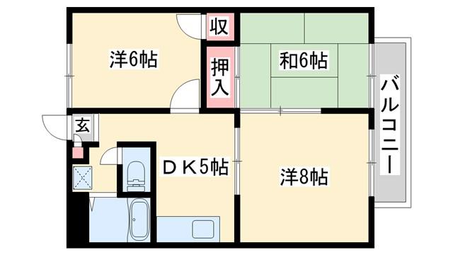 ビブレサカンダ(3DK/2階)の間取り写真