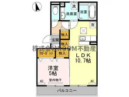 ルナージュA・B(1LDK/1階)の間取り写真