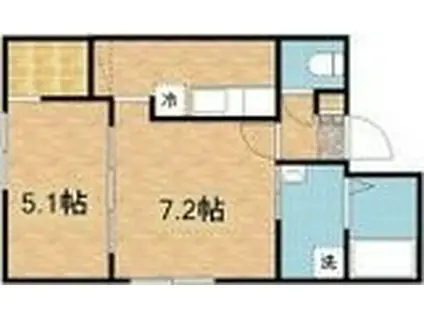 リベルテスクアール七番館(1LDK/2階)の間取り写真