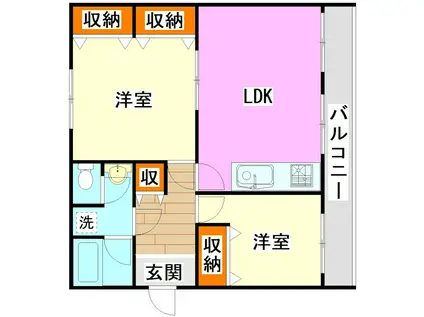 大内田ビルNO3(2LDK/1階)の間取り写真