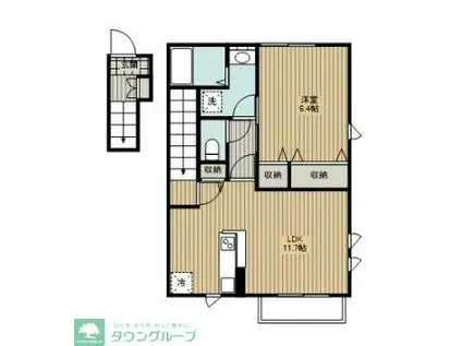 CONFORT(1LDK/2階)の間取り写真