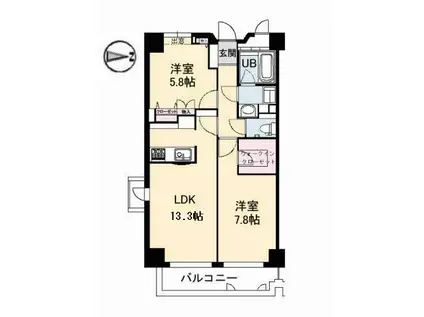 メゾン・ド・ナリヤA(2LDK/5階)の間取り写真