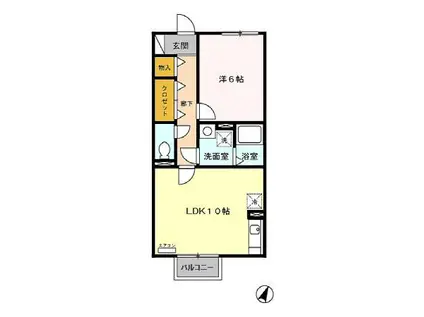 リヴィエール(1LDK/2階)の間取り写真