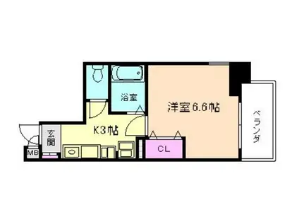 エイペックス天神橋I(1K/9階)の間取り写真