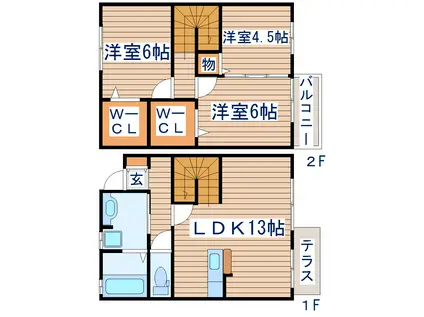 サンスカイ(3LDK/1階)の間取り写真