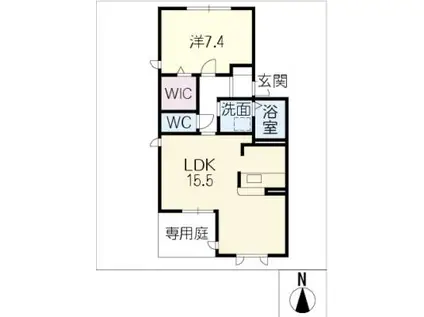 プレゼンス・パークN(1LDK/1階)の間取り写真