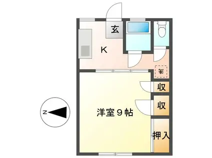 南町ニュータウンC棟(1DK/2階)の間取り写真